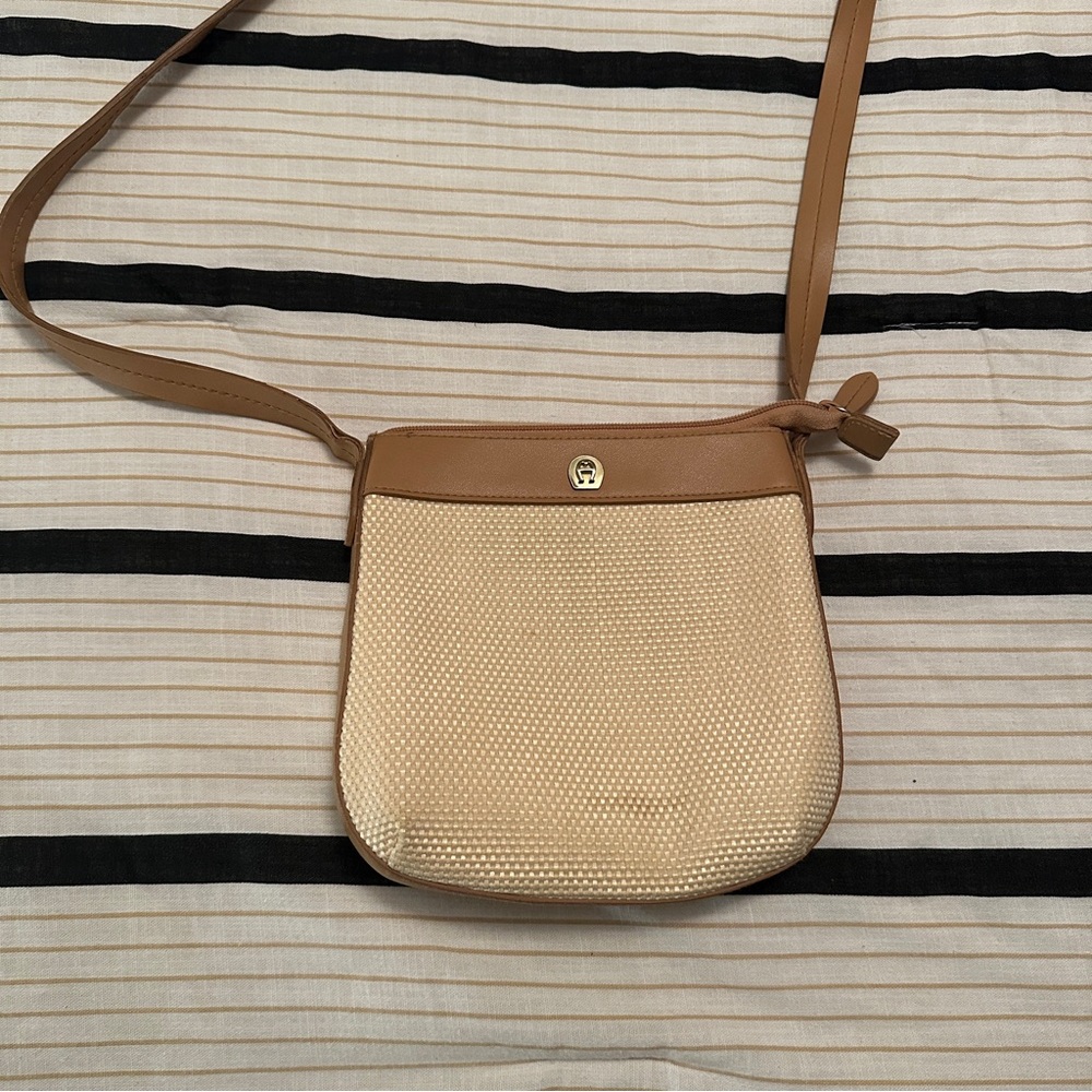Etienne Aigner Tan and Cream Crossbody Bag
